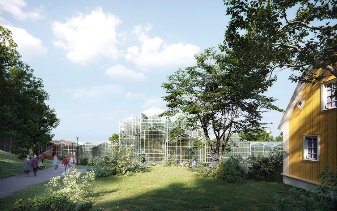 Smiemans-Botan_Nya Växthus och besökscentrum_vy väx thus_ Illustration Cobe